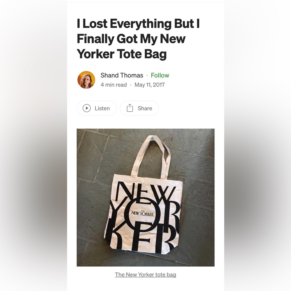 NWOT The New Yorker Canvas Tote Bag - Picture 3 of 3